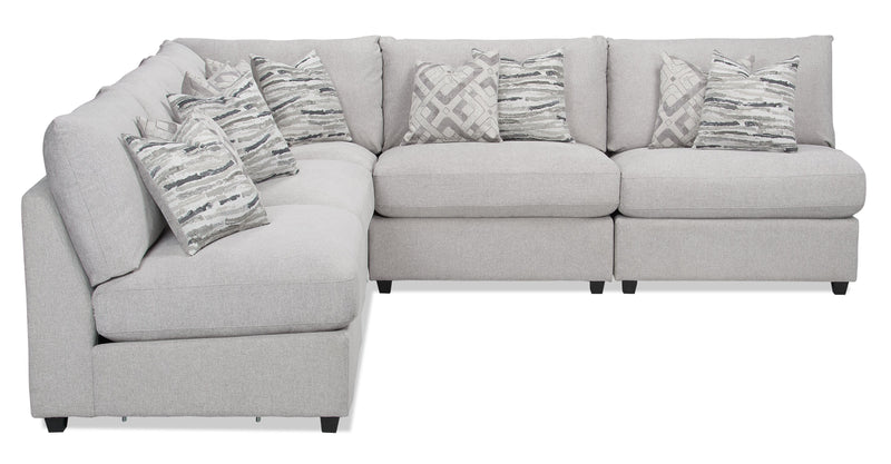 Evolve Linen-Look Fabric 5-Piece Modular Sectional with 4 Armless Chairs - Light Grey 