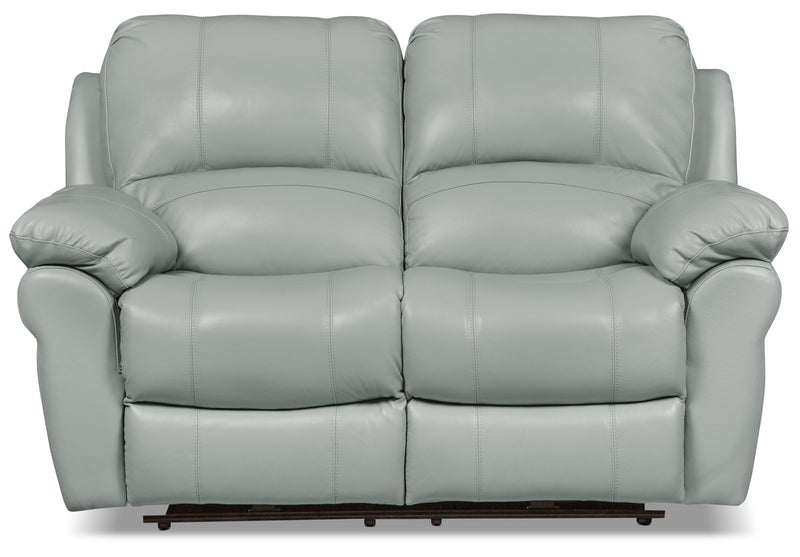 Kobe Genuine Leather Power Reclining Loveseat - Blue  