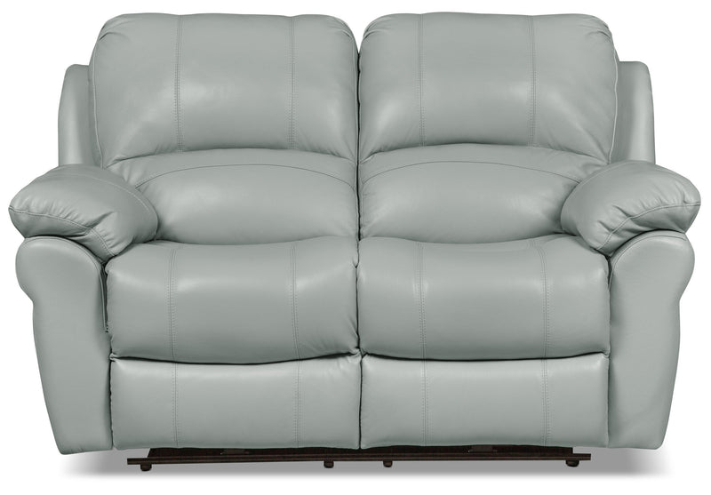 Kobe Genuine Leather Reclining Loveseat - Blue  