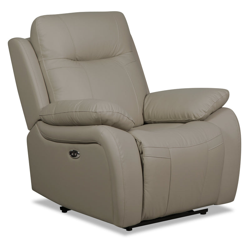 Kora Genuine Leather Power Recliner - Beige 