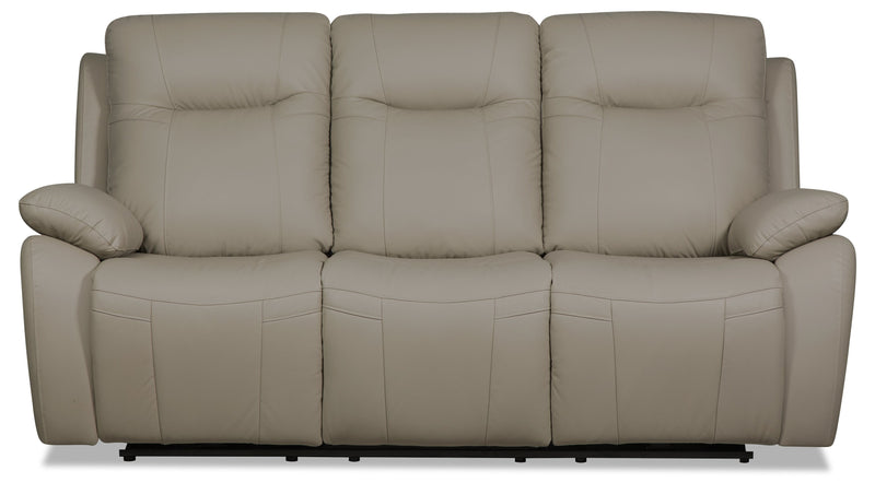 Kora Genuine Leather Power Reclining Sofa - Beige 