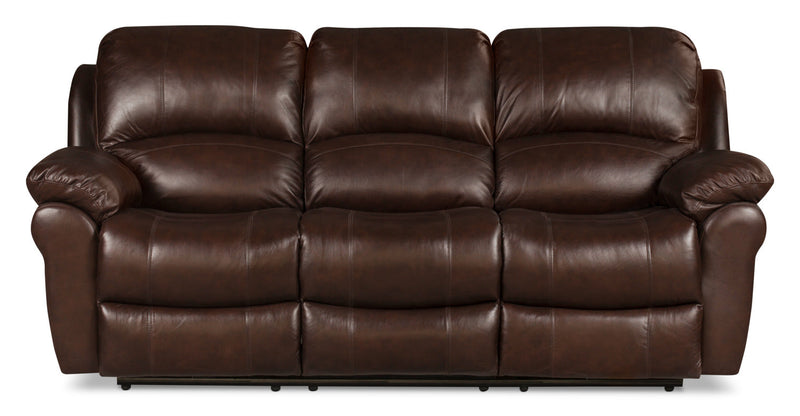 Kobe Genuine Leather Reclining Sofa - Brown  