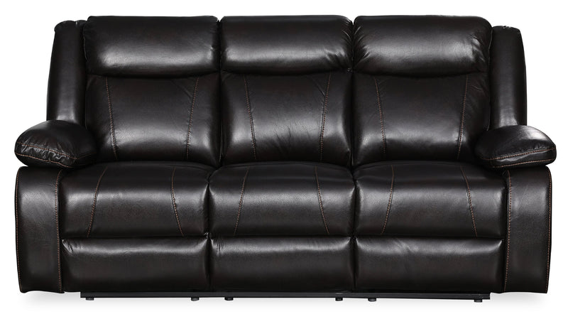 Andrey Leath-Aire Reclining Sofa - Blackberry