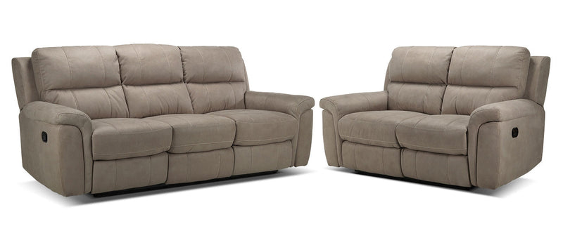 Newbury Reclining Sofa and Reclining Loveseat Set - Silver Grey