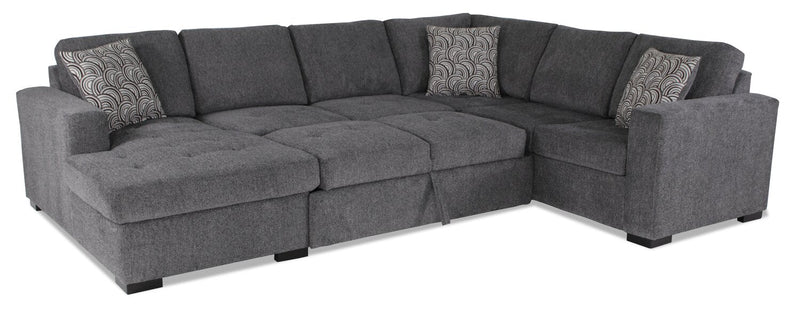 Tales 3-Piece Left-Facing Chenille Sleeper Sectional Sofa - Pepper