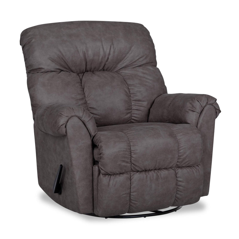 8527 Leather-Look Fabric Swivel Recliner - Commodore Shadow 