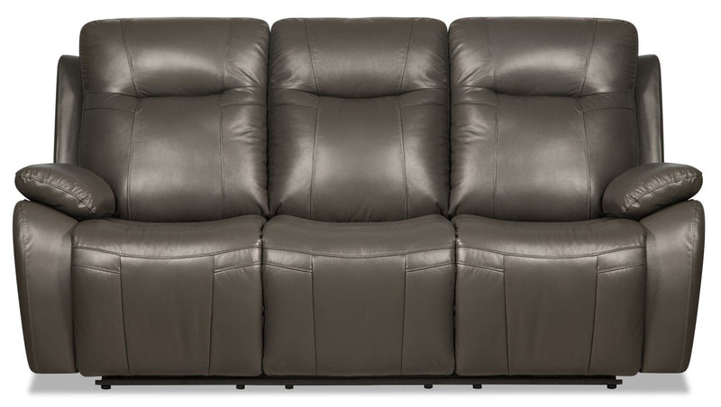 Kora Genuine Leather Power Reclining Sofa - Grey 