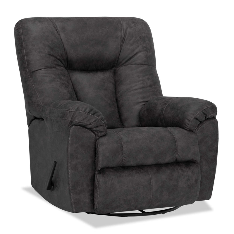 4703 Leather-Look Fabric Swivel Rocker Recliner - Ranger Slate 