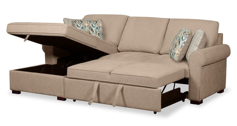 Valley 2-Piece Left-Facing Chenille Sleeper Sectional - Taupe