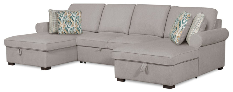 Valley 3-Piece Chenille Sleeper Sectional - Grey