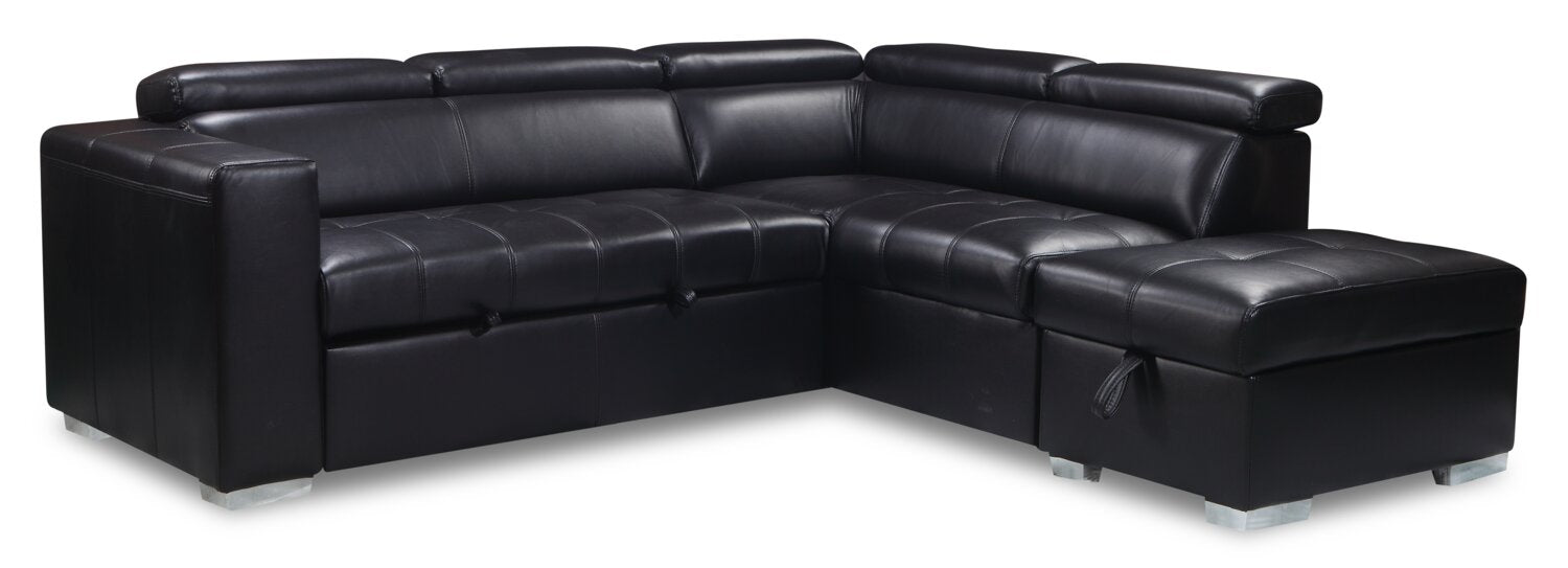 Foynes 3 Piece Leather Look Fabric Right Facing Sleeper Sectional