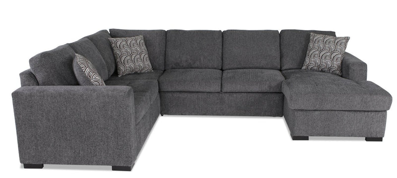 Tales 3-Piece Right-Facing Chenille Sleeper Sectional Sofa - Pepper