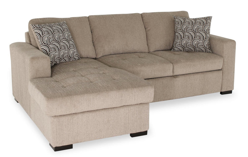 Legend 2-Piece Left-Facing Chenille Sleeper Sectional Sofa - Platinum 