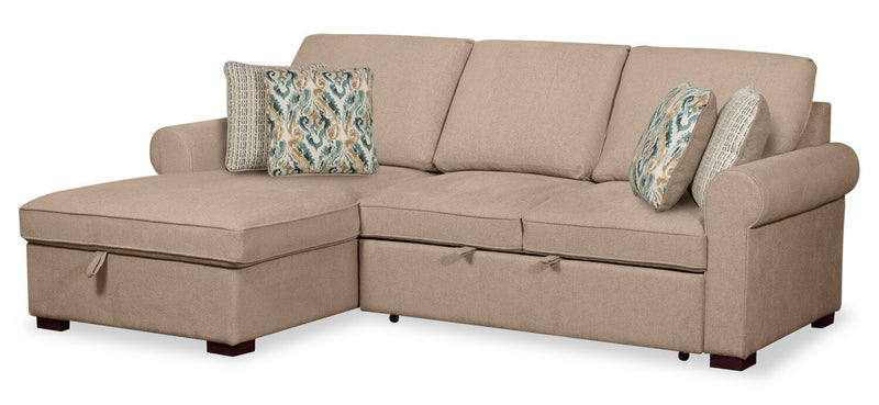 Valley 2-Piece Left-Facing Chenille Sleeper Sectional - Taupe
