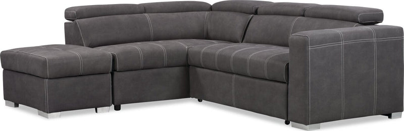 Drake 3-Piece Faux Suede Left-Facing Sleeper Sectional - Cement 