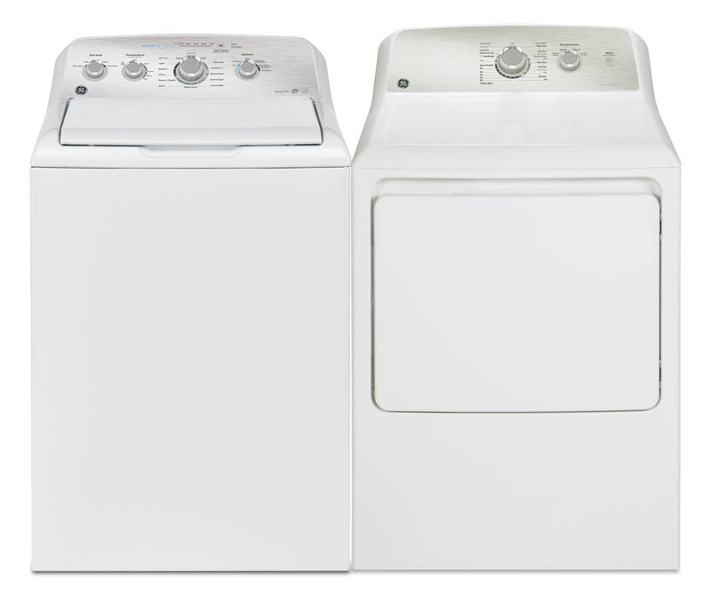 GE 5 Cu. Ft. Top-Load Washer and 7.2 Cu. Ft. Electric Dryer with SaniFresh - GTW550BW/GTD40EMW