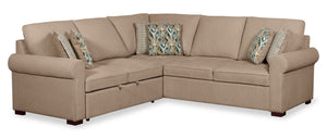 Valley 2-Piece Left-Facing Chenille Sectional with Sleeper Sofa - Taupe