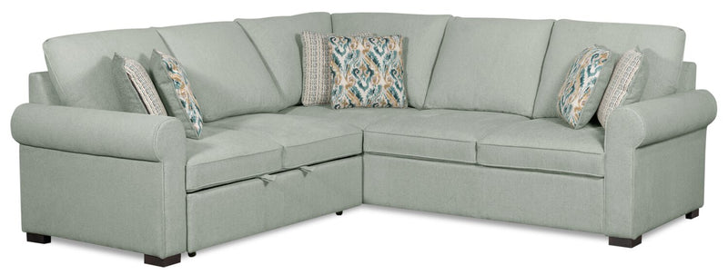 Valley 2-Piece Left-Facing Chenille Sectional with Sleeper Sofa - Seafoam
