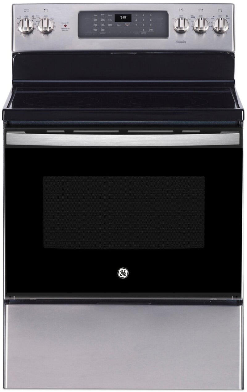GE 5 Cu. Ft. Freestanding Electric Range with No-Preheat Air Fry - JCB840STSS