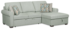Valley 2-Piece Right-Facing Chenille Sleeper Sectional - Seafoam