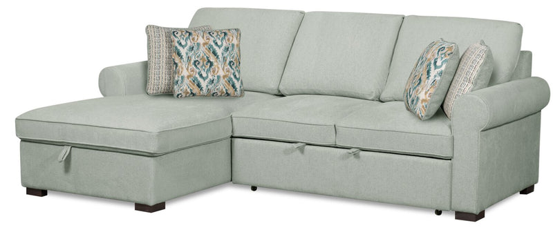 Valley 2-Piece Left-Facing Chenille Sleeper Sectional - Seafoam