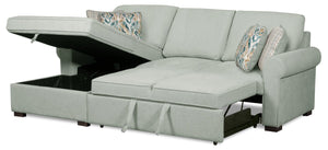 Valley 2-Piece Left-Facing Chenille Sleeper Sectional - Seafoam