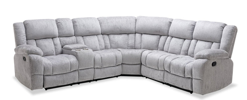 Meldron 3-Piece Chenille Reclining Sectional with Console - Grey