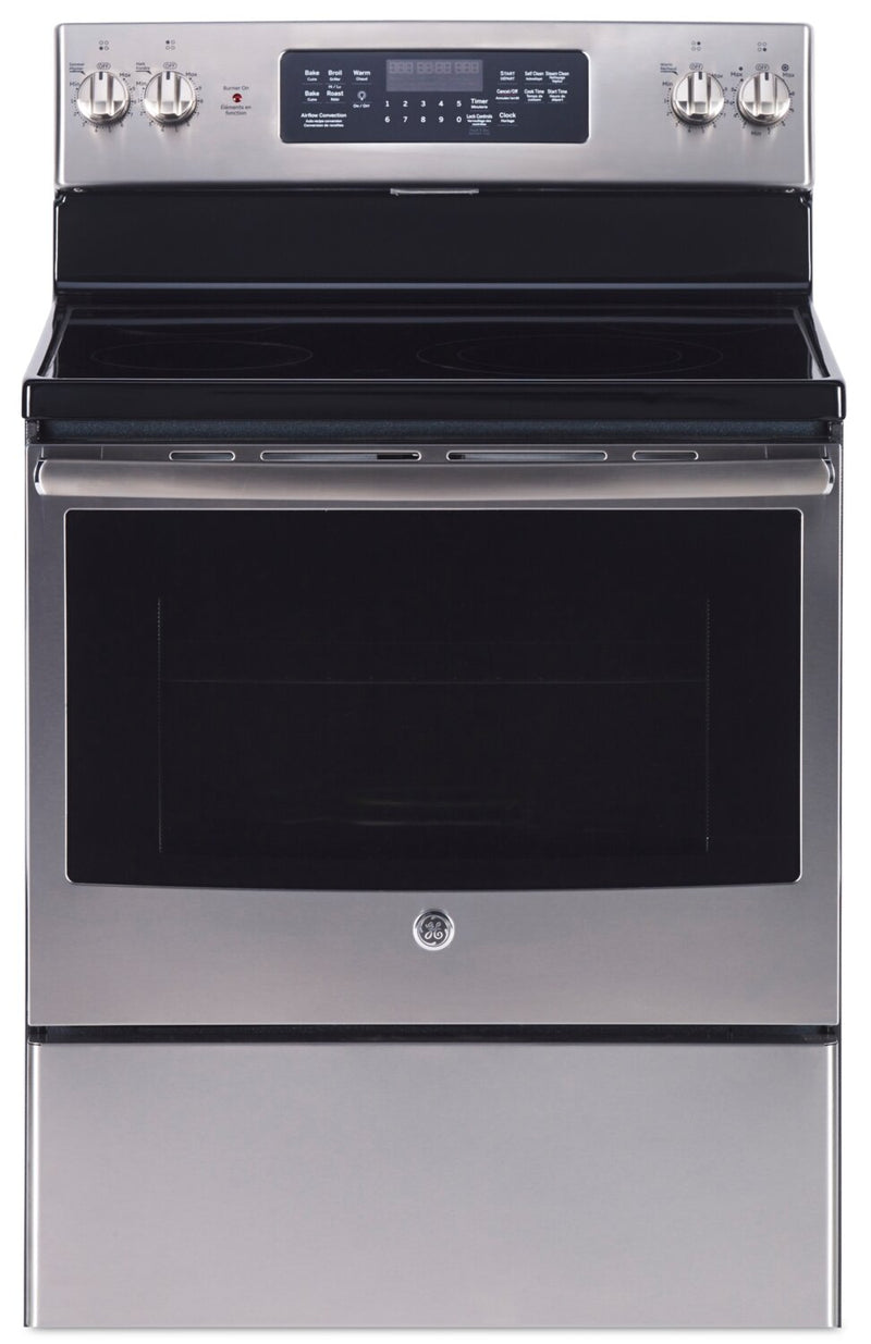 GE 5 Cu. Ft. Freestanding Electric Range with No-Preheat Air Fry - JCB830STSS 