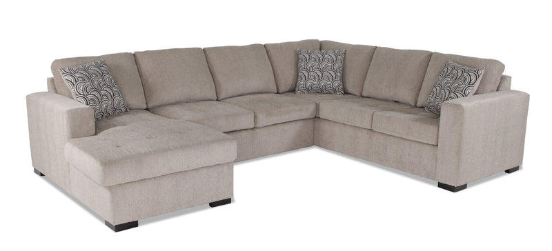 Tales 3-Piece Left-Facing Chenille Sleeper Sectional Sofa - Platinum