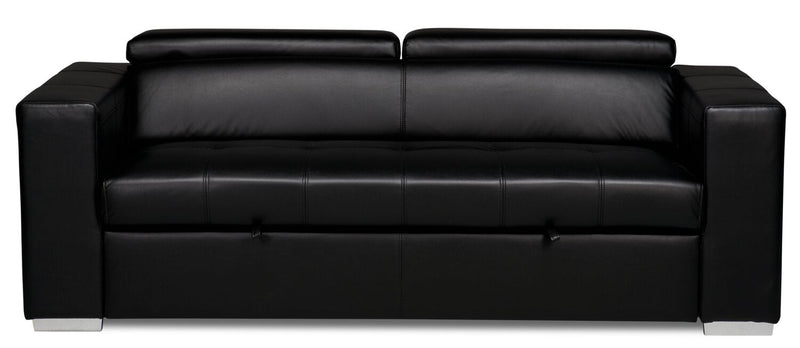 Drake Leather-Look Fabric Sleeper Sofa - Black 