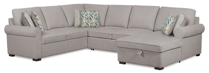 Valley 3-Piece Chenille Right-Facing Sleeper Sectional - Grey
