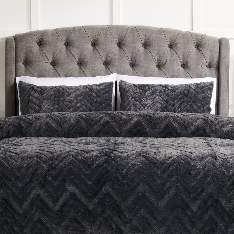 Roman 3-Piece King Comforter Set - Charcoal