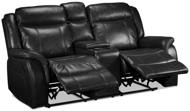 Robson Reclining Loveseat with Console - Black