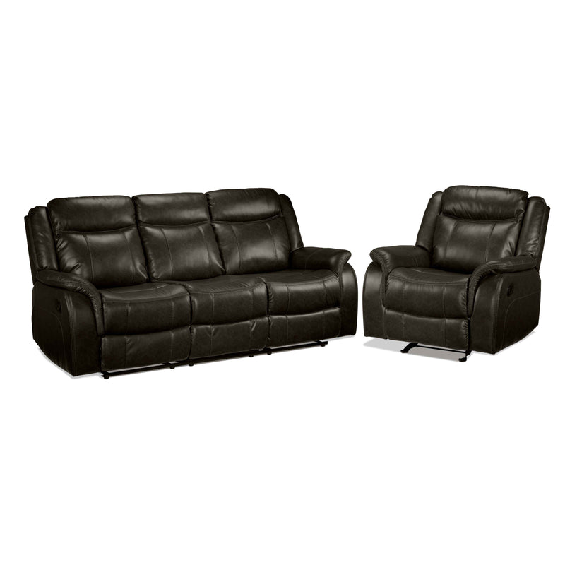 Robson Reclining Sofa and Glider Recliner Set- Brown