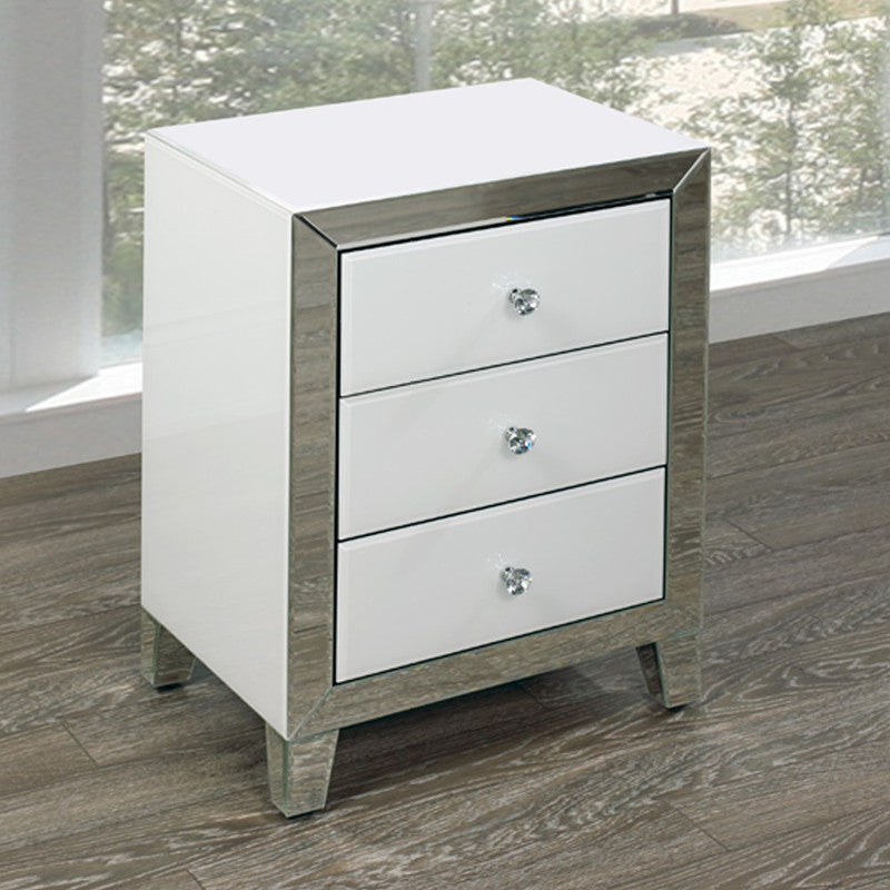 Rhin Small Lacquered Glass Nightstand - White