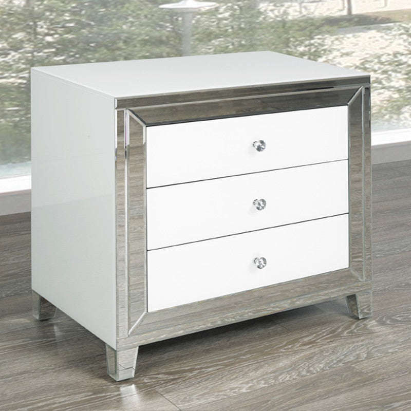 Rhin Large Lacquered Glass Nightstand - White