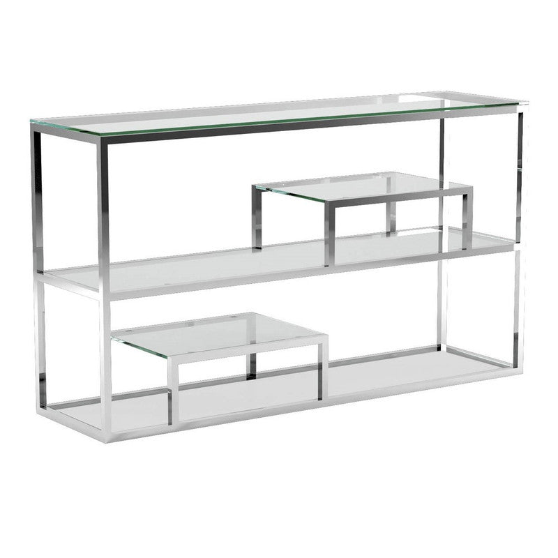 Jette Tempered Glass Console Table - Silver