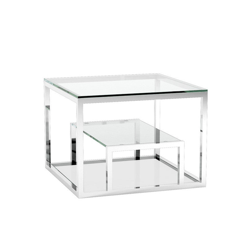 Jette Tempered Glass End Table - Silver