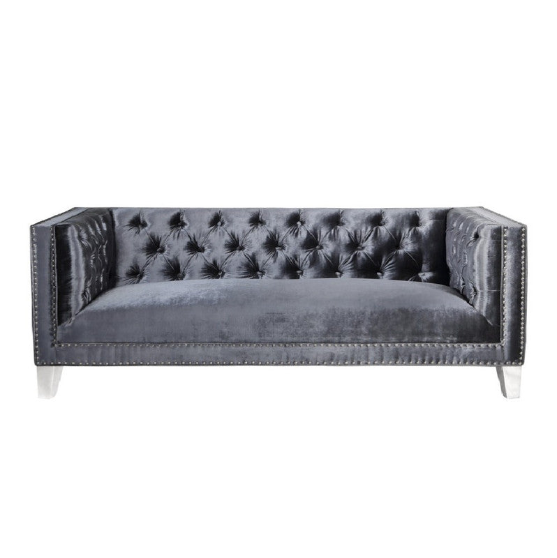 Strooper Velvet Sofa - Charcoal