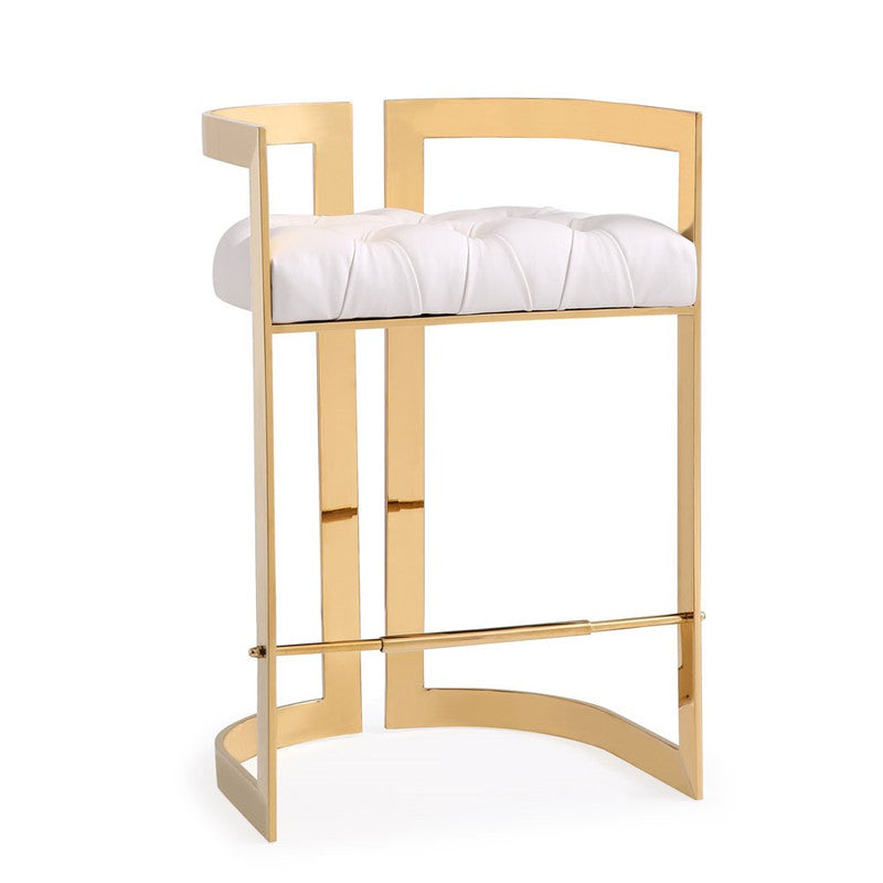 Anspach Tufted CounterHeight Chair White/Gold Furniture.ca