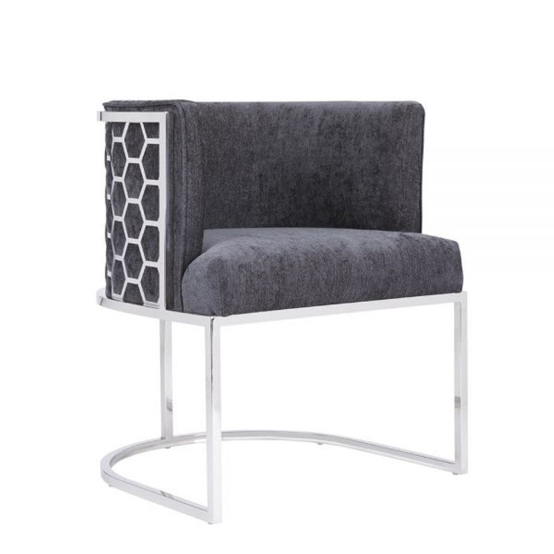 Lambermont Velvet Dining Chair - Charcoal