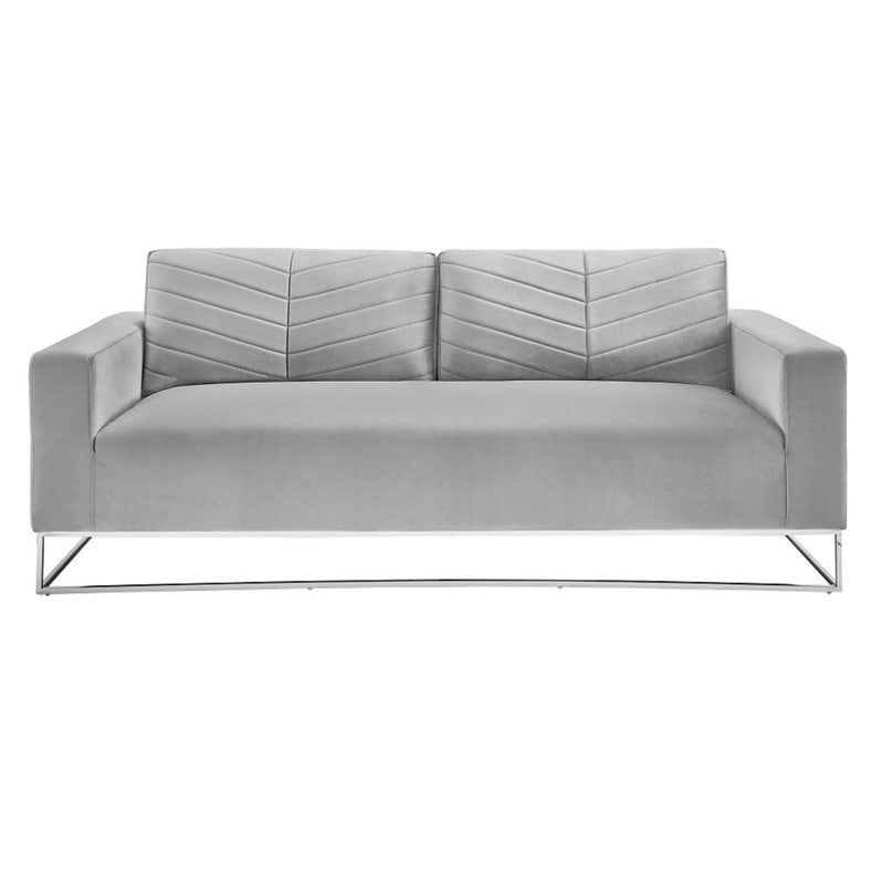Aerschot Channel Design Velvet Sofa - Grey