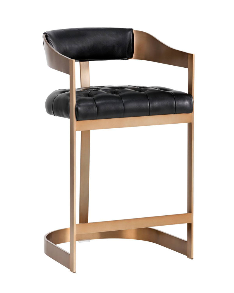 Canmore Black Leather Counter Height Stool