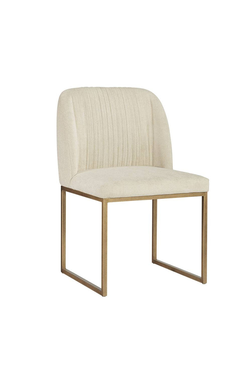 Carso Velvet Dining Chair - Cream/Brass - Set of 2