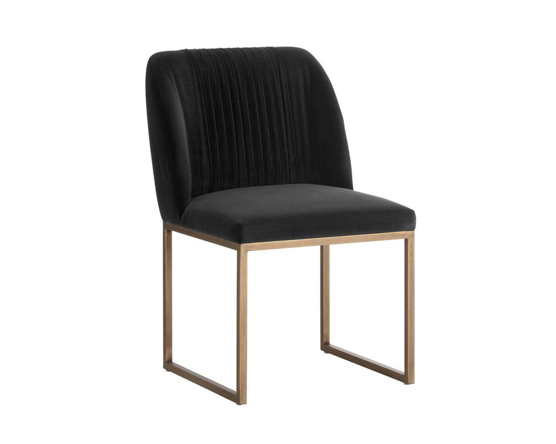 Carso Velvet Dining Chair - Shadow Grey/Brass - Set of 2