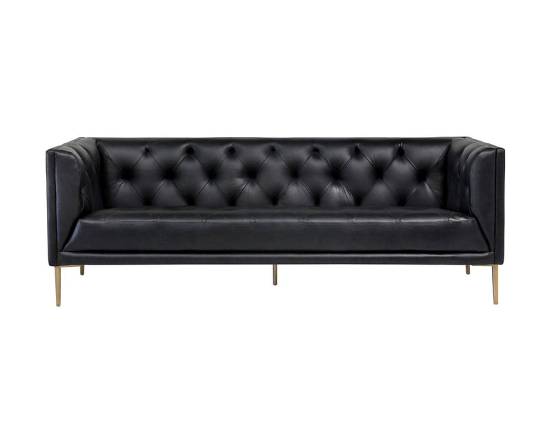 Vodice Leather Sofa - Black/Brass