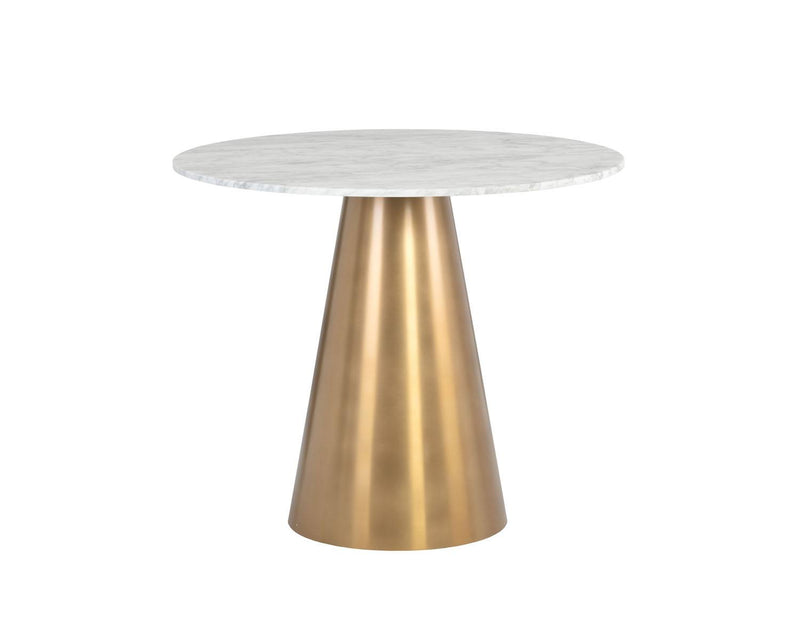 Dash 35.5" Round Marble Dining Table - White/Gold