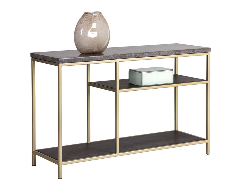 Torino Marble Console Table - Grey/Gold