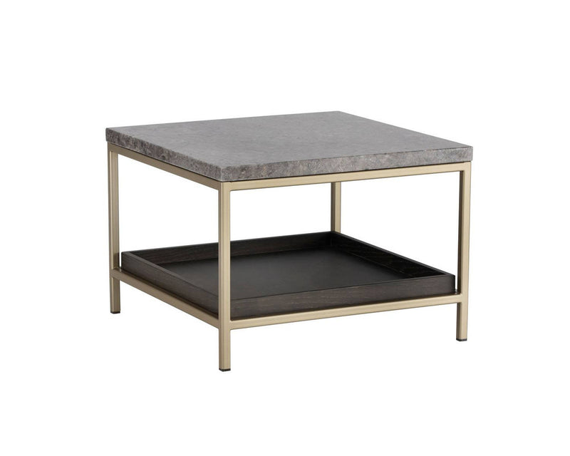 Torino Marble End Table - Grey/Gold