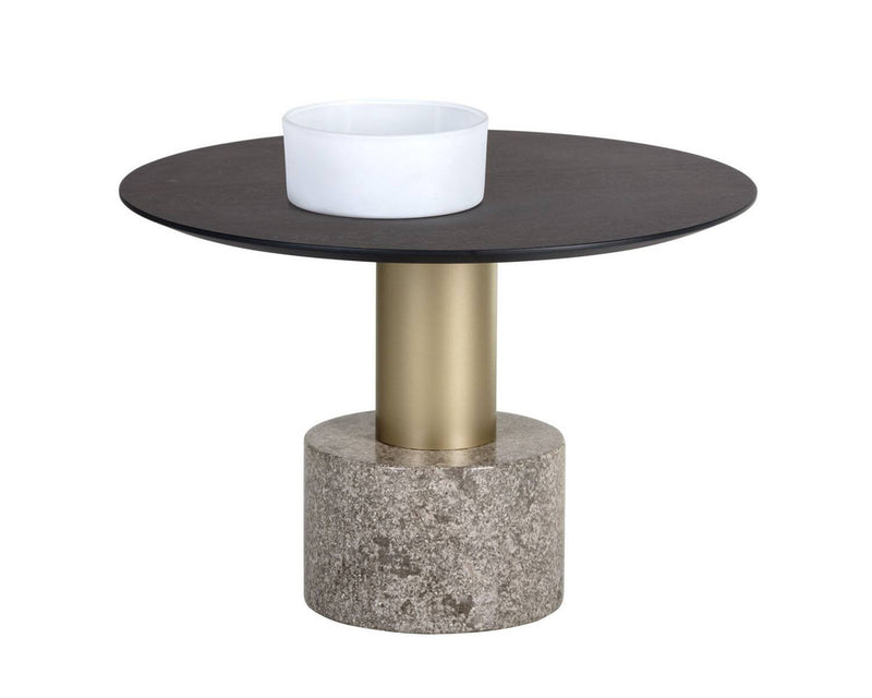 Livio Marble Round Coffee Table - Grey/Gold